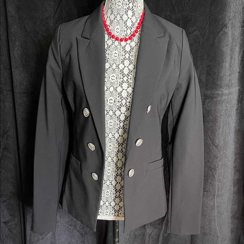 Nicole Miller Black Double-Breasted Blazer